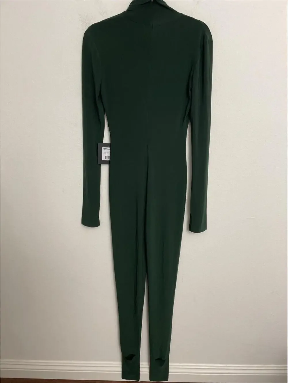 Norma Kamali Slim Fit Turtle Catsuit With Footsie in green S NWT $200 - Picture 5 of 10